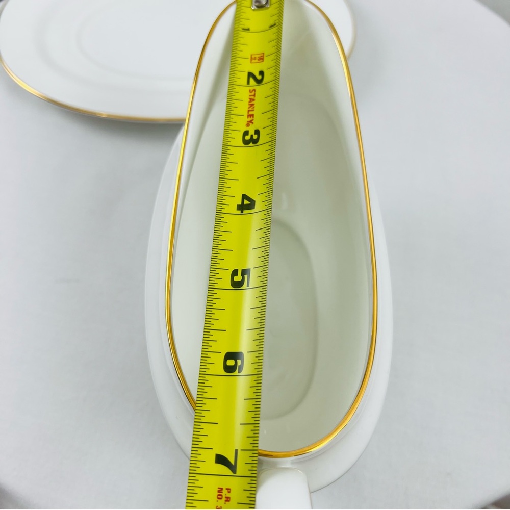 NWT!! Lenox Vintage Margaret Print Gravy Boat and Underplate Green White - Picture 6 of 10